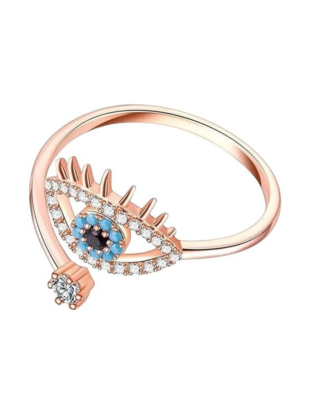 Lovemi Movements Unisex Stainless Steel Rose Gold-Plated Crystals Studded Finger Ring