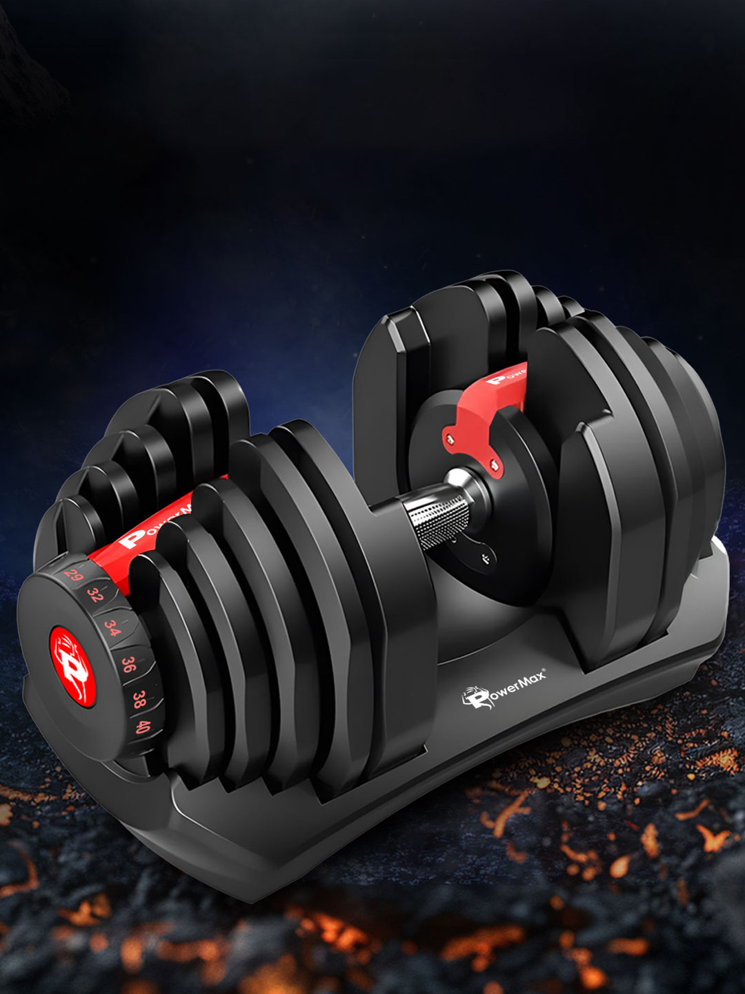 PowerMax Fitness PDA-40 Pro-Adjustable Quick Select Weight Dummbells 5KG - 40KG