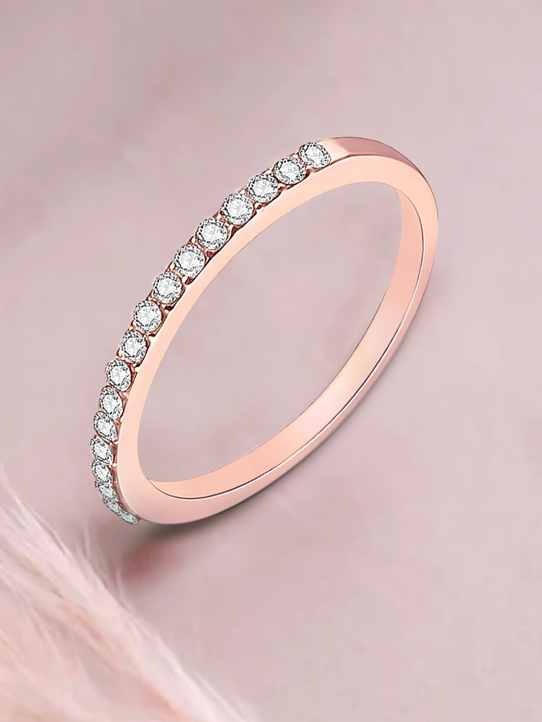 Peora Rose Gold-Plated AD-Studded Finger Ring