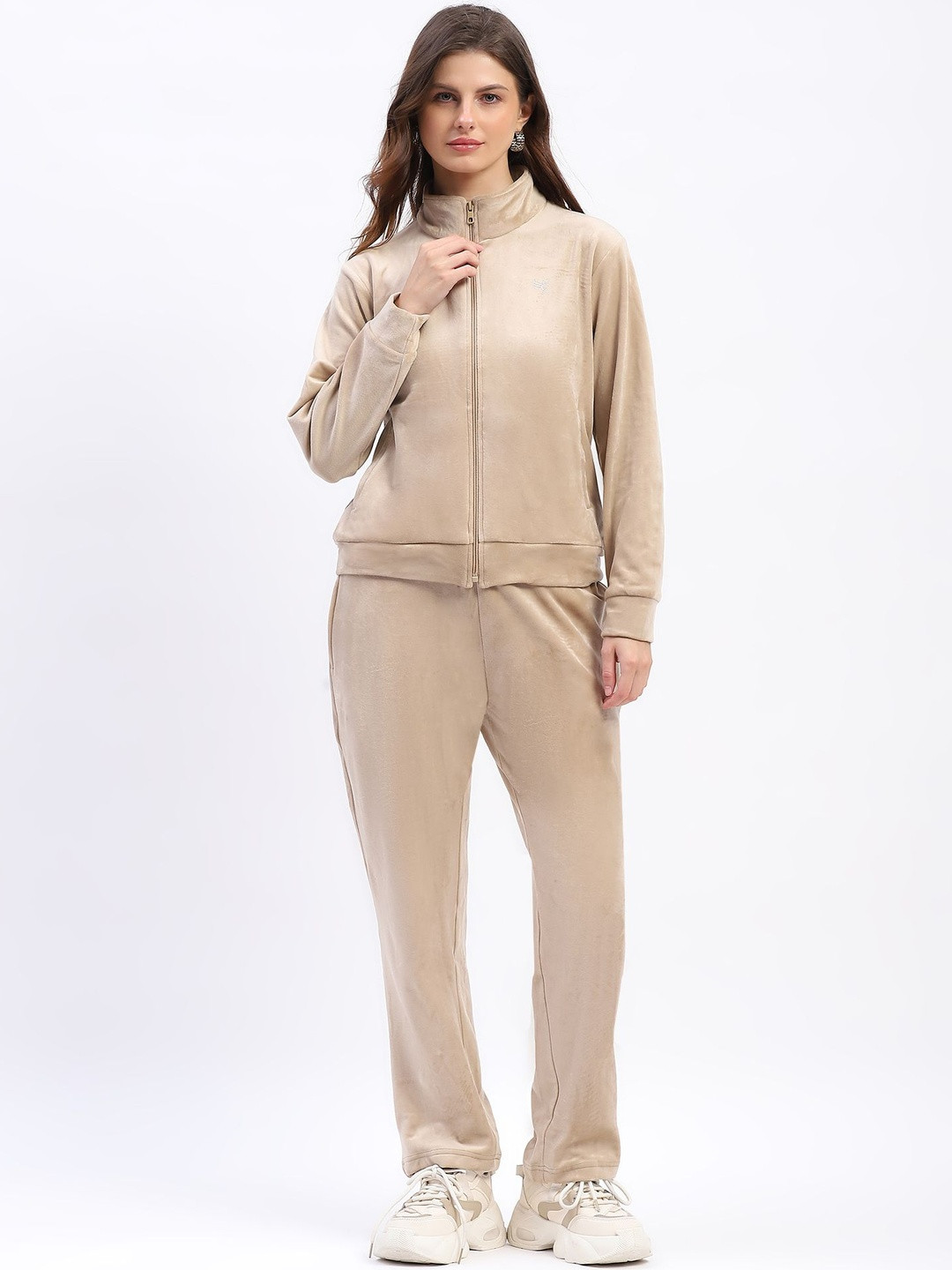 Global Republic Women Solid Stand Neck Night Suit