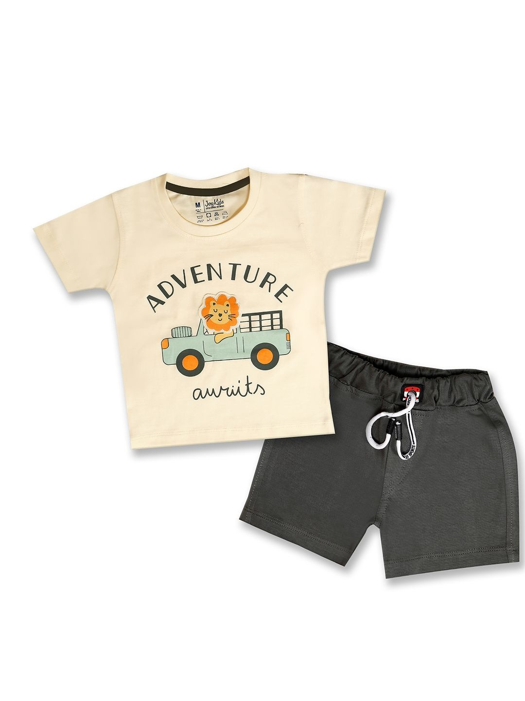 Joy Kids Boys Printed Round Neck Short Sleeves Pure Cotton T-shirt & Short