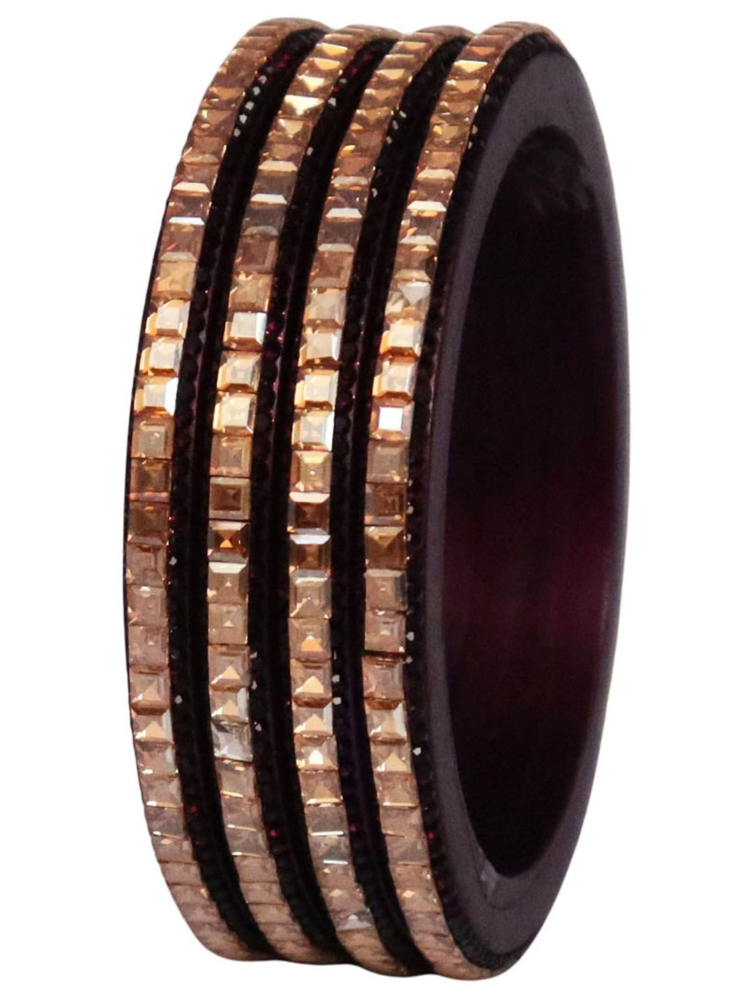 TAJ BRIDAL STORE Set Of 4 Kundan Studded Lac Rajasthani Bangles