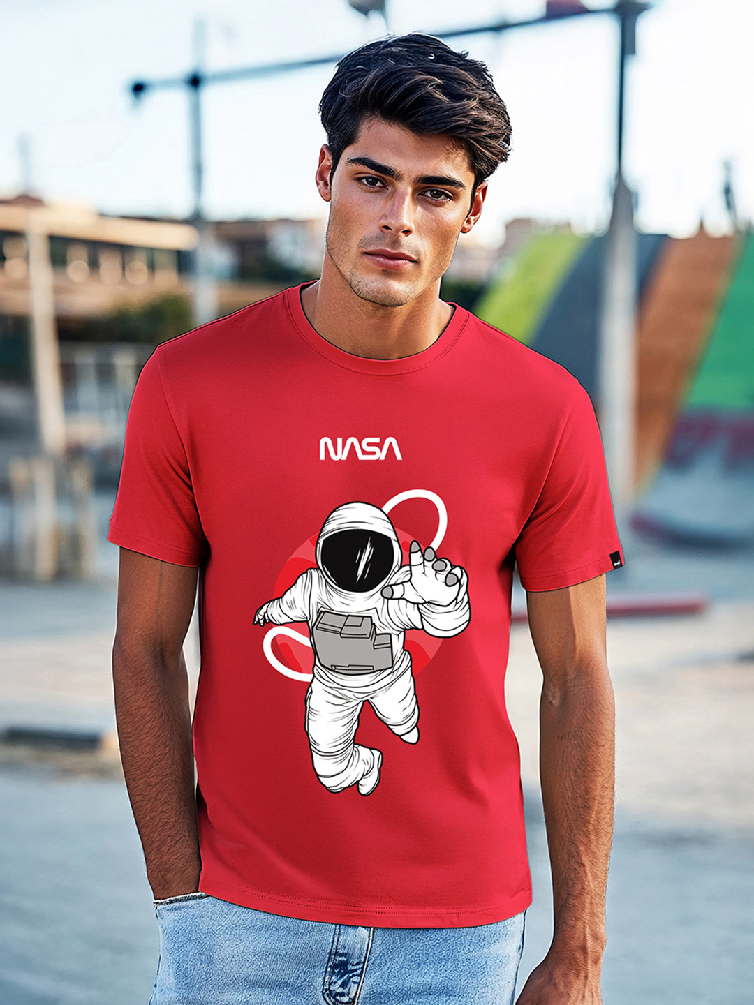 Bewakoof Men Red & White Printed T-shirt