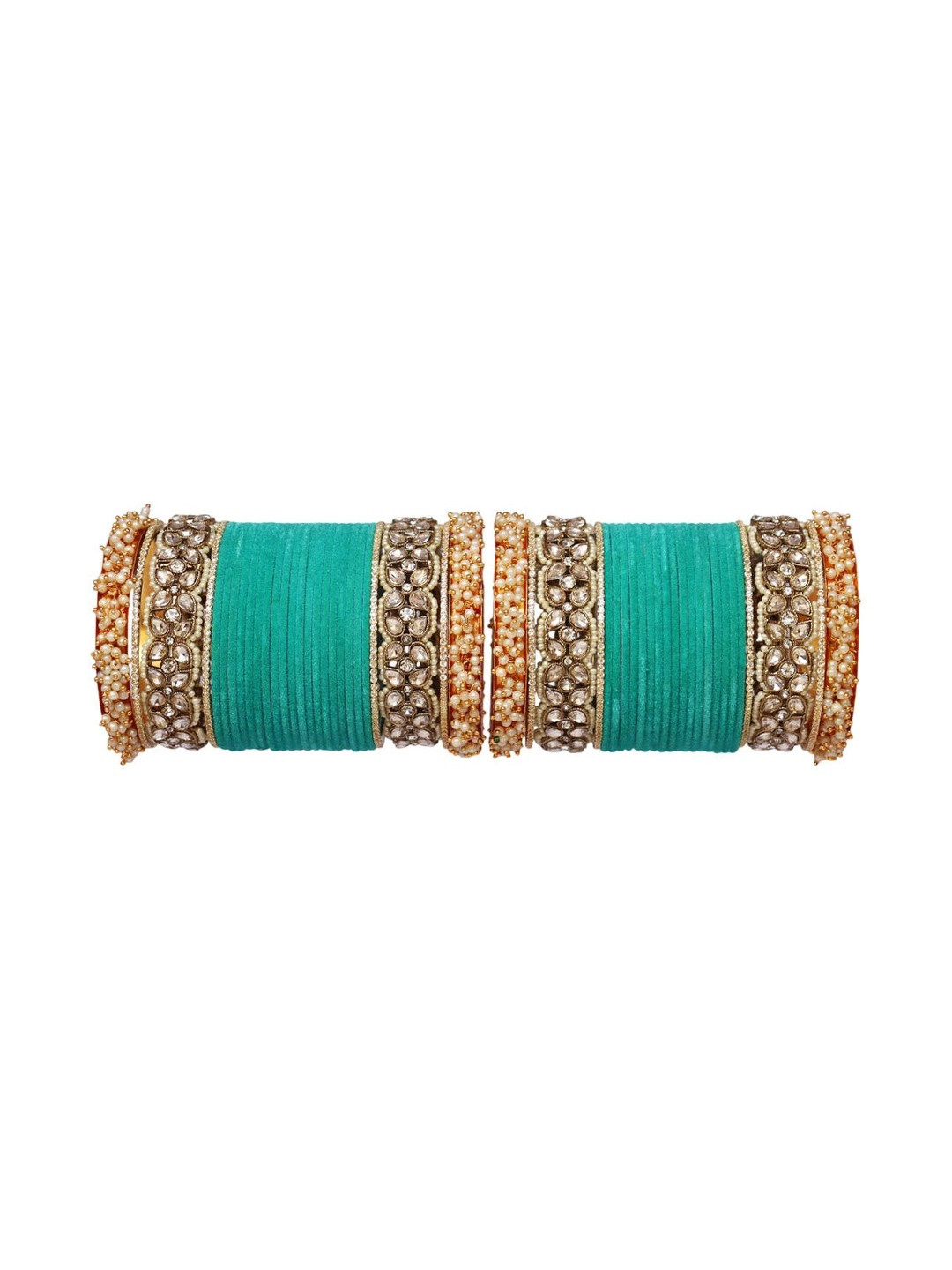 TAJ BRIDAL STORE Women Set Of 40 Kundan-Studded & Beads Bangles