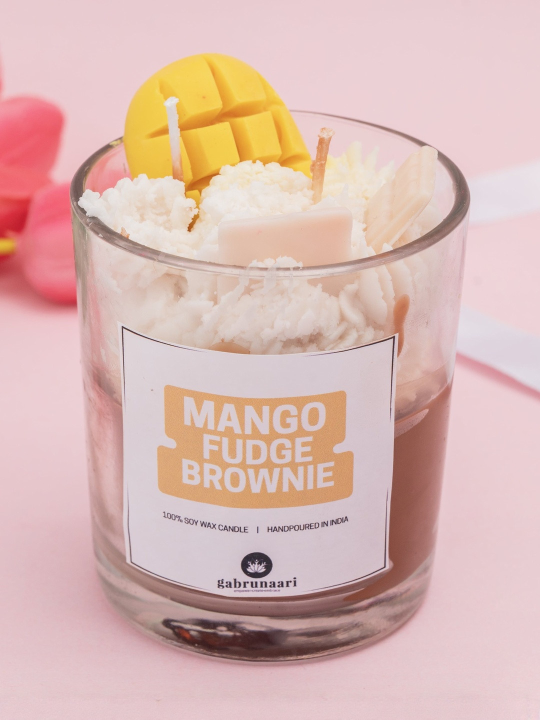 gabrunaari Yellow 1 pieces Mango Brownie fudge Jar Candle