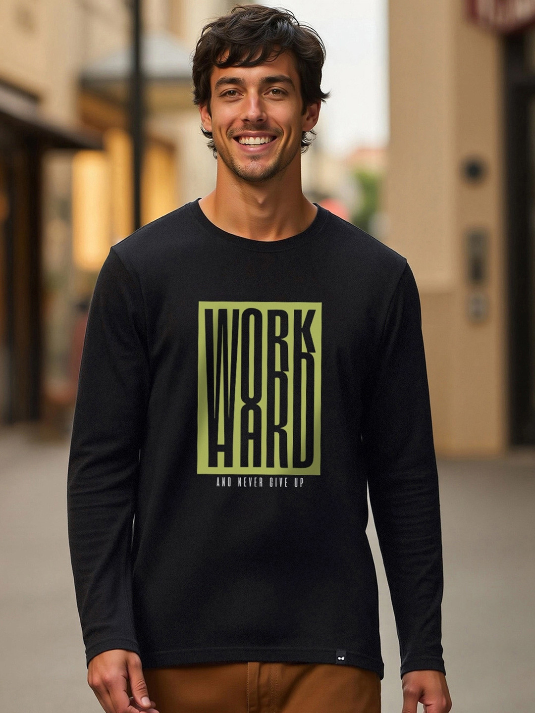 Bewakoof Men Black & Yellow Printed Round Neck T-shirt