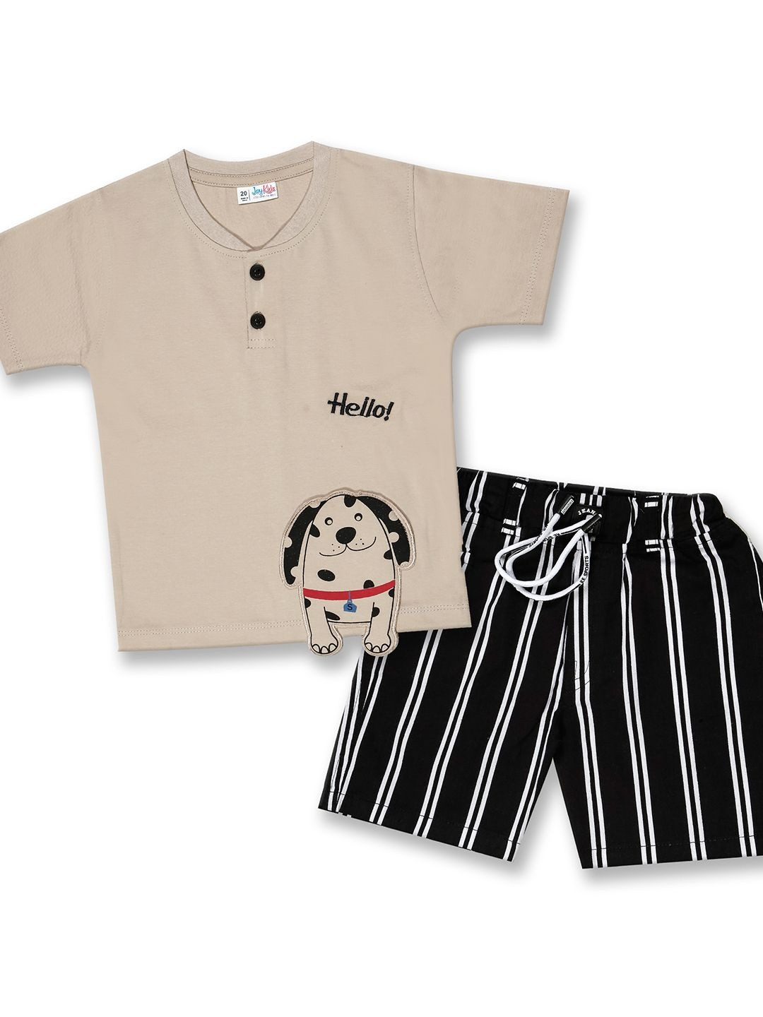 Joy Kids Boys Printed Round Neck Short Sleeves Pure Cotton T-shirt & Short