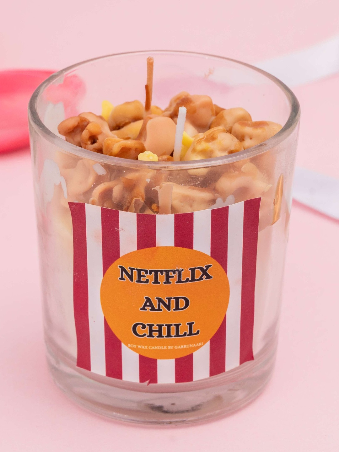 gabrunaari Brown 1 pieces Popcorn Scented Jar Candle