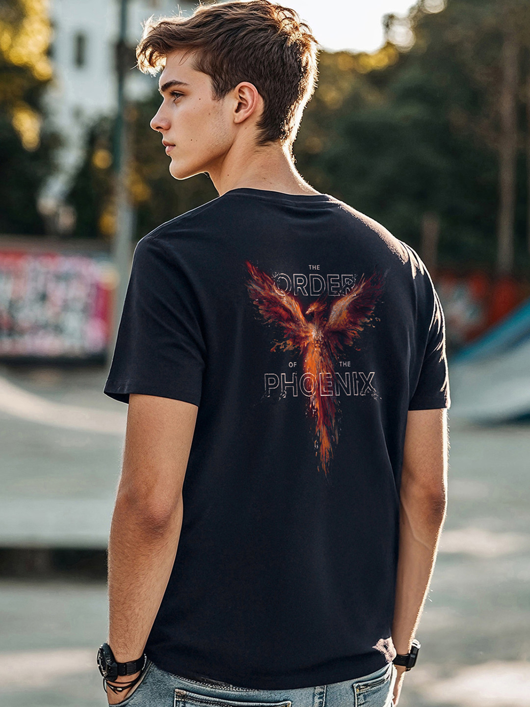 Bewakoof Official Harry Potter Merchandise Men Order of the Phoenix Printed T-shirt