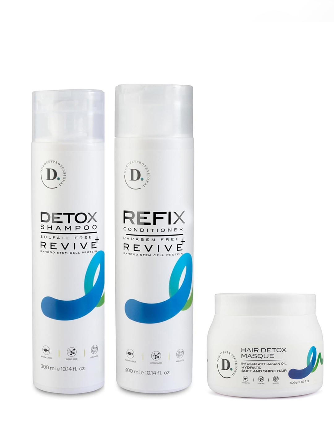 DOROFEY PROFESSIONAL Set Of 3 Detox Shampoo + Refix Conditioner + Hair Masque