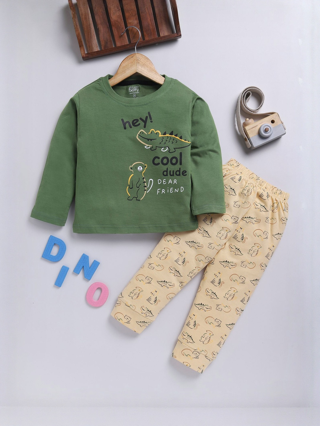 Toonyport Boys Printed Round Neck Long Sleeves T-shirt with Slip-On Trousers