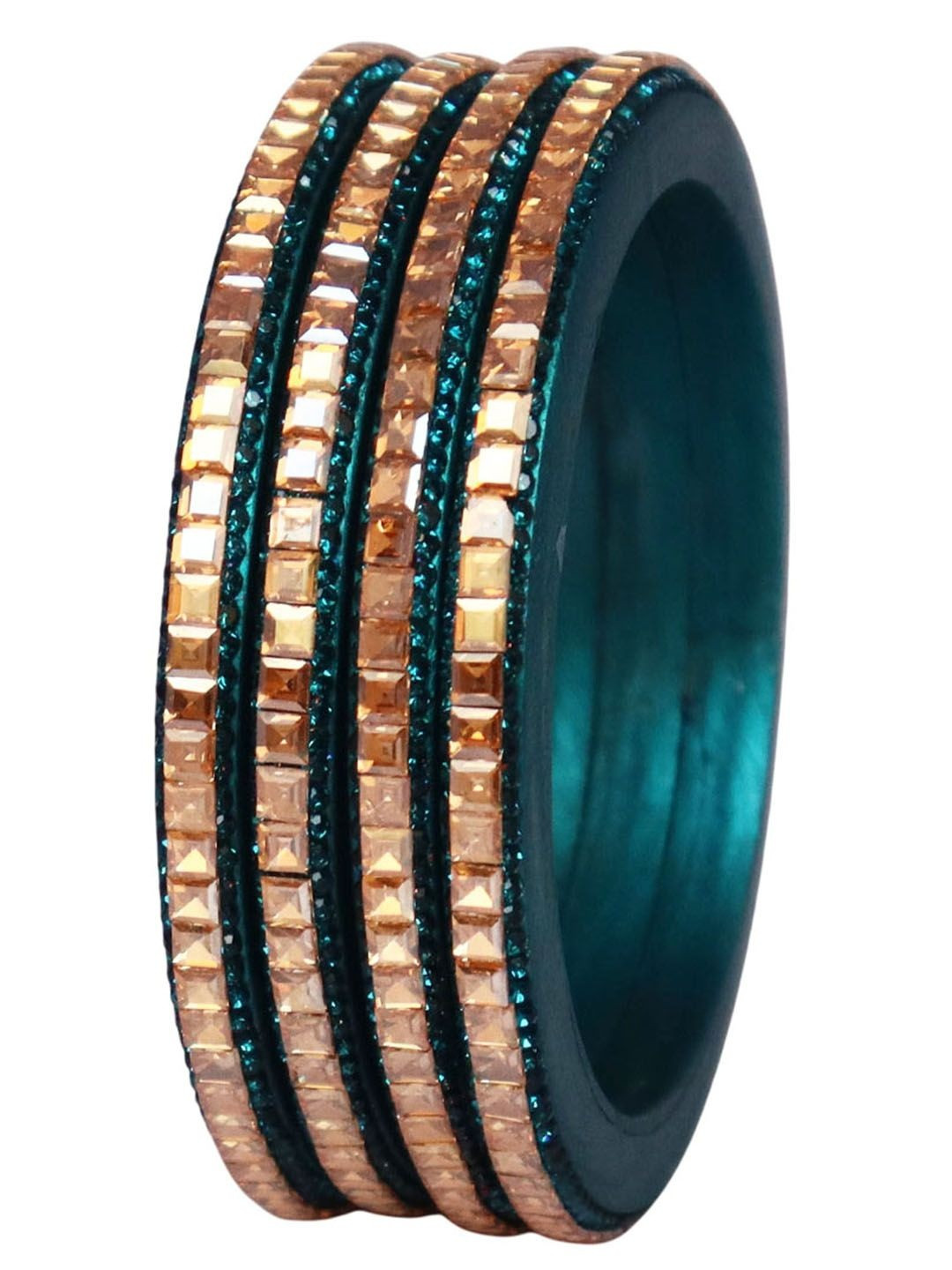 TAJ BRIDAL STORE Women Set Of 4 Rajasthani Kundan-Studded Bangle