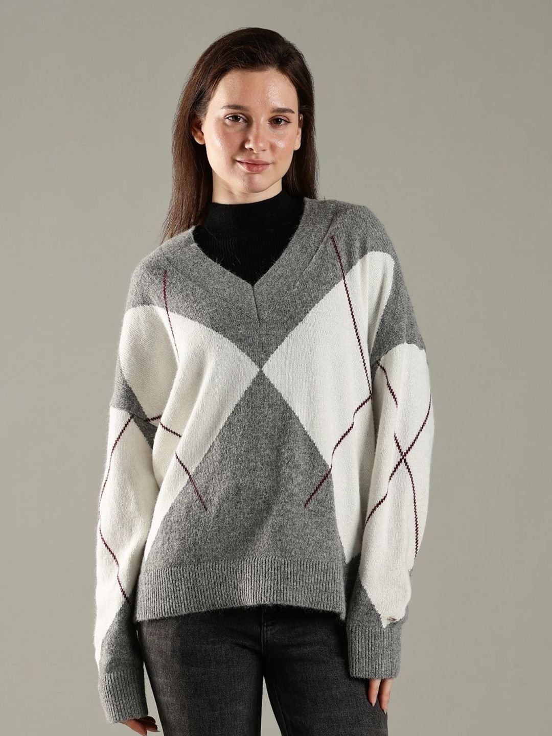 Tommy Hilfiger Women Argyle Printed Pullover Sweater
