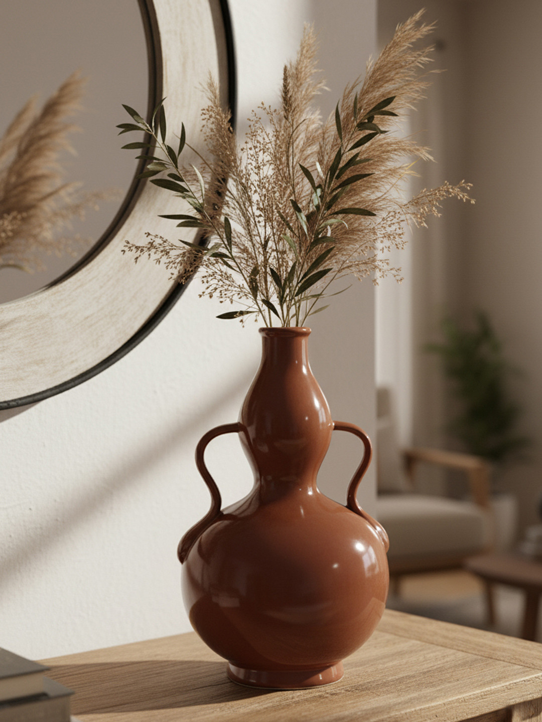 The Decor Lane Maroon Gloss Finished Ceramic Flower Vase