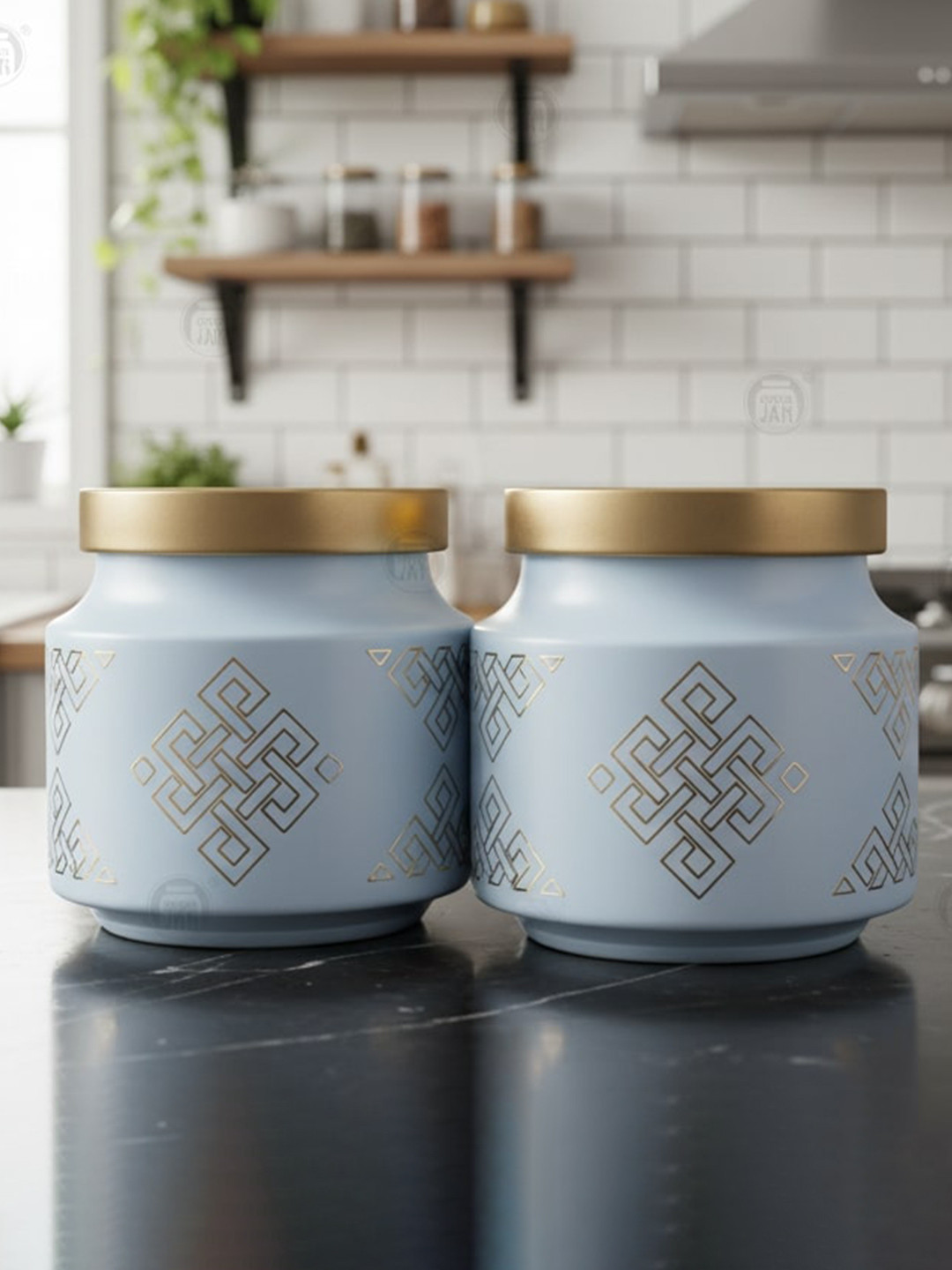 CROCO JAR Blue 2 Pieces Glass Dishwasher Safe Container 600 ml