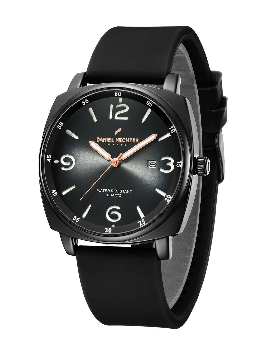 Daniel Hechter Men Gunmetal Sunray Dial & Silicone Straps Analogue Watch