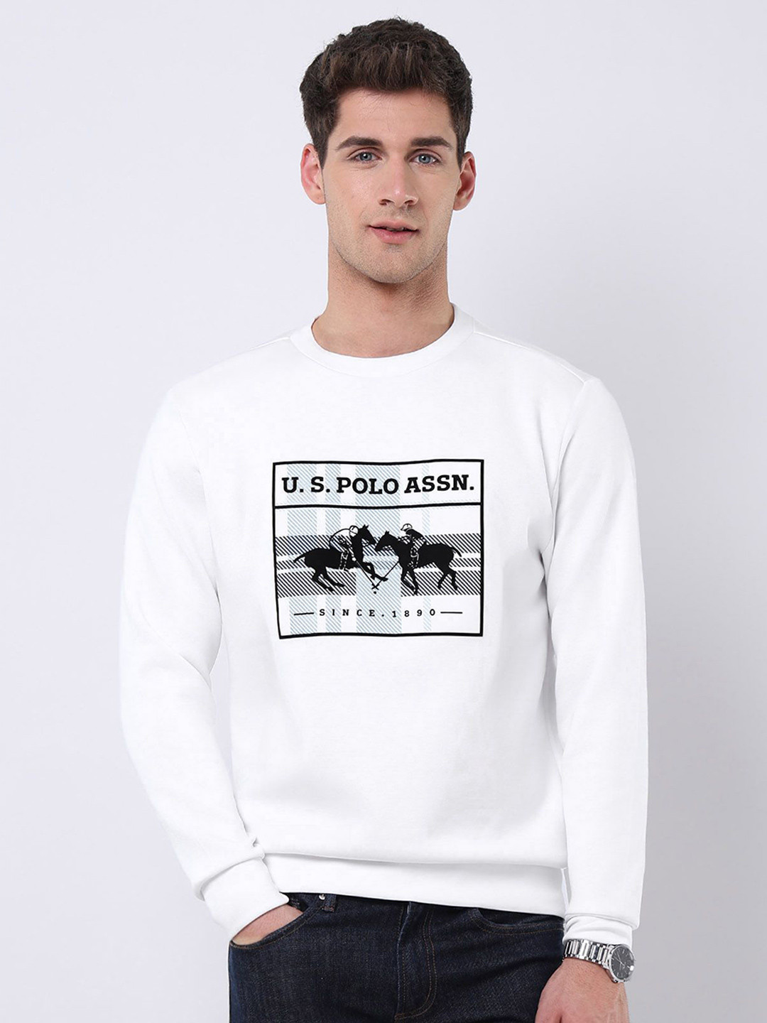 U.S. Polo Assn. Men Graphic Printed Long Sleeves Round Neck Sweatshirt