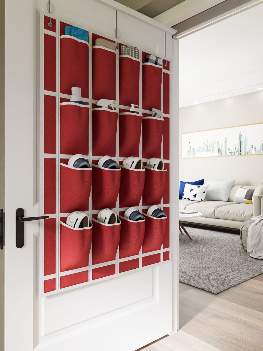 Fabura Maroon Door Hanging Shoe Rack
