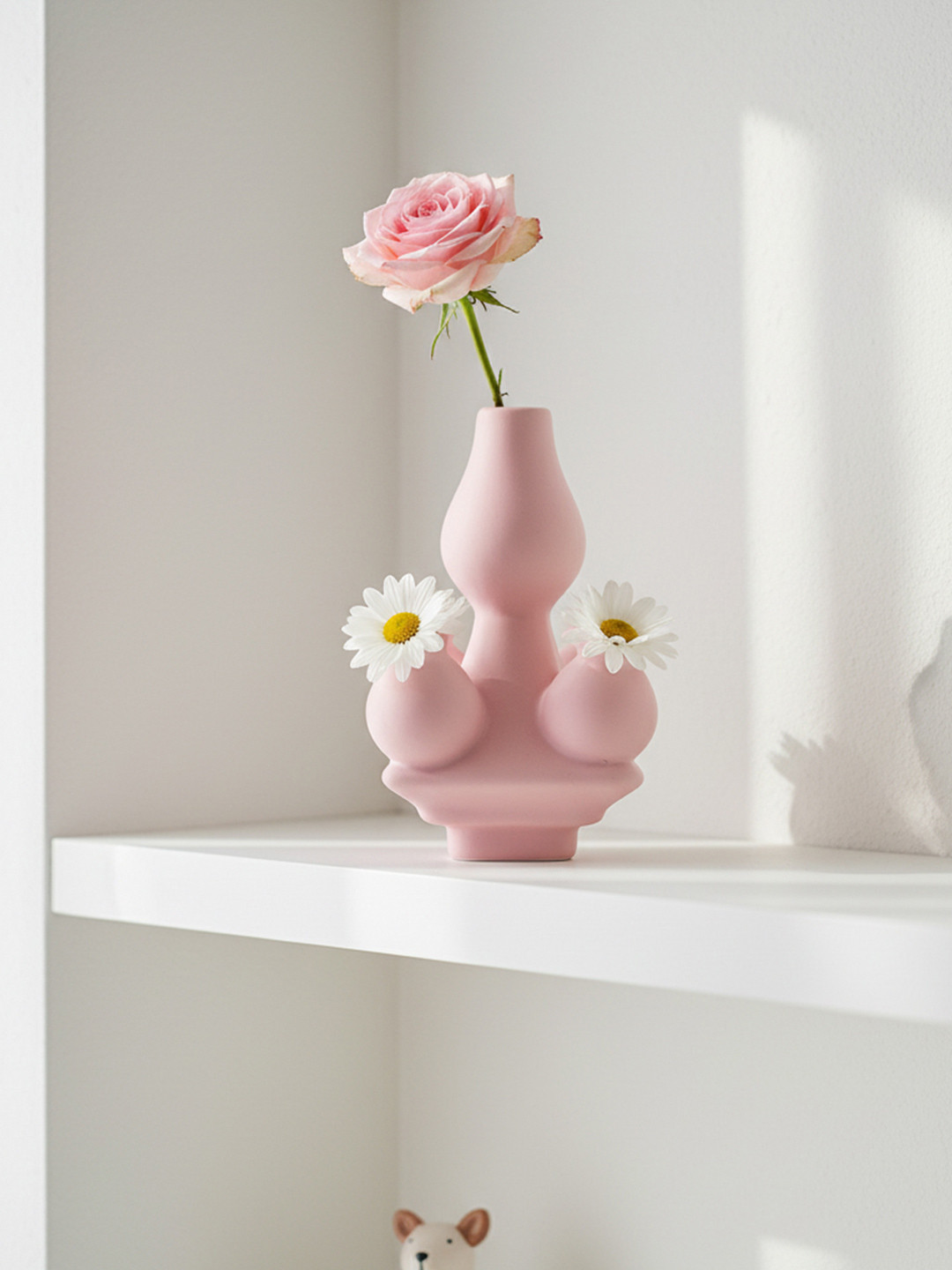 The Decor Lane Pink Multi-Spout Shaped Ceramic Flower Vase