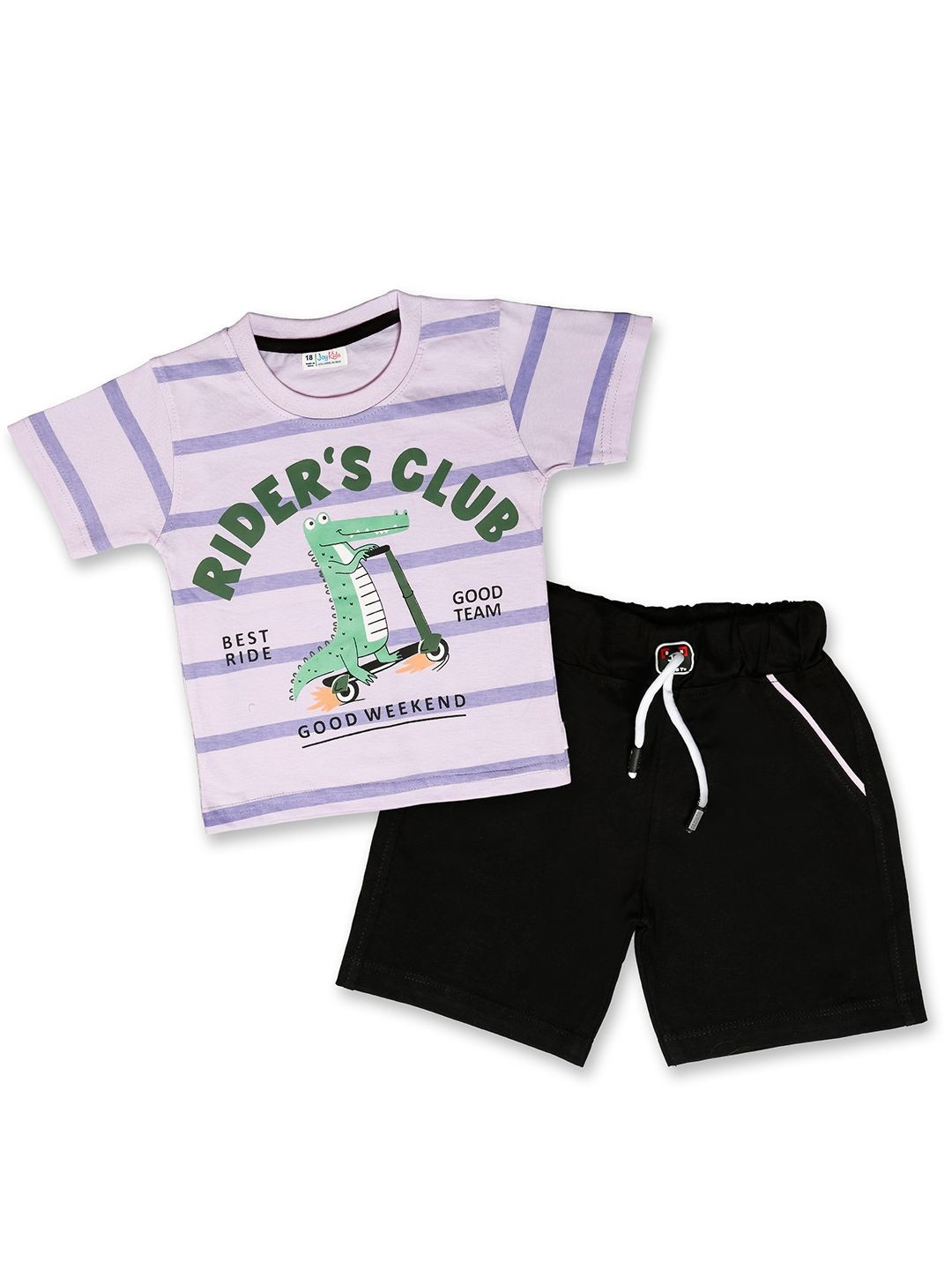 Joy Kids Boys Printed Round Neck Short Sleeves Pure Cotton T-shirt & Short