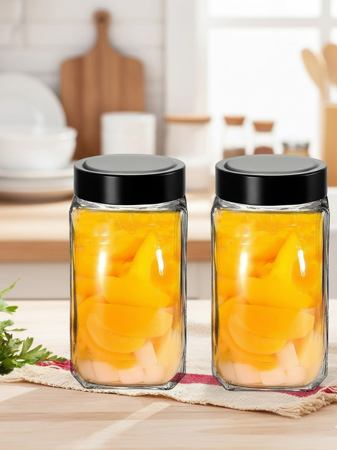 Croco Jar Piramal Transparent Glass Dishwasher Safe 2 Piece Screw Top Jar-1L