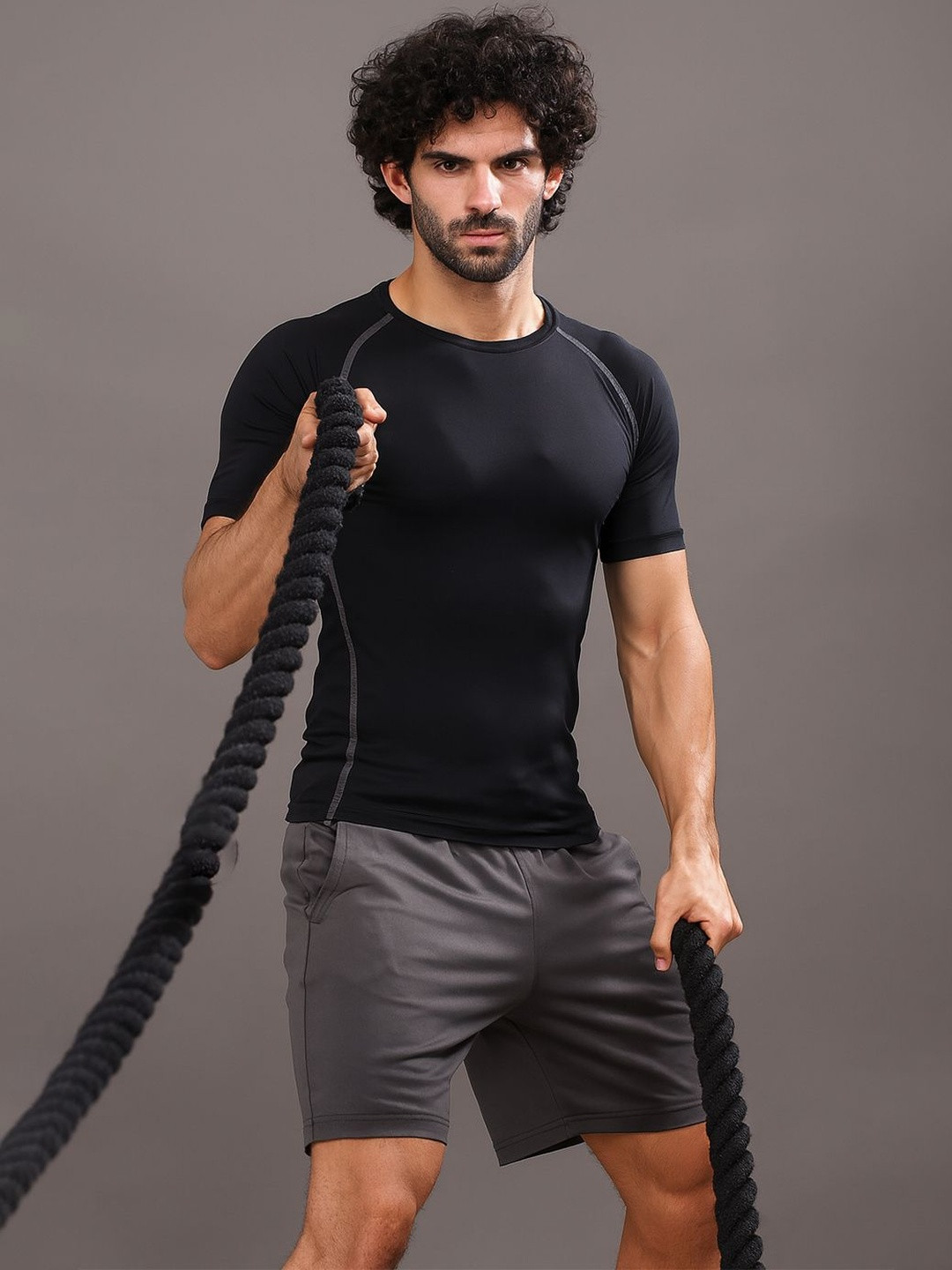 Friskers Men Pro Dri-FIT Tight Raglan Sleeves Fitness Compression T-Shirt