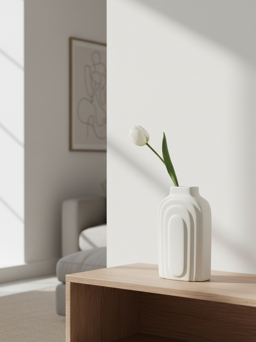 The Decor Lane White Arched Shaped Ceramic Vase