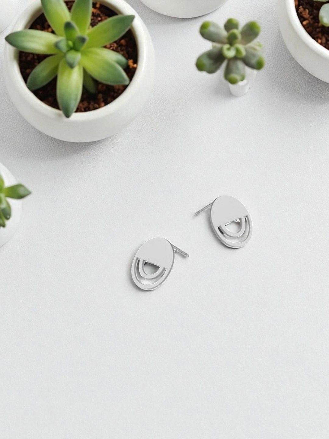 Sangria 925 Sterling Silver Big Stud Earrings