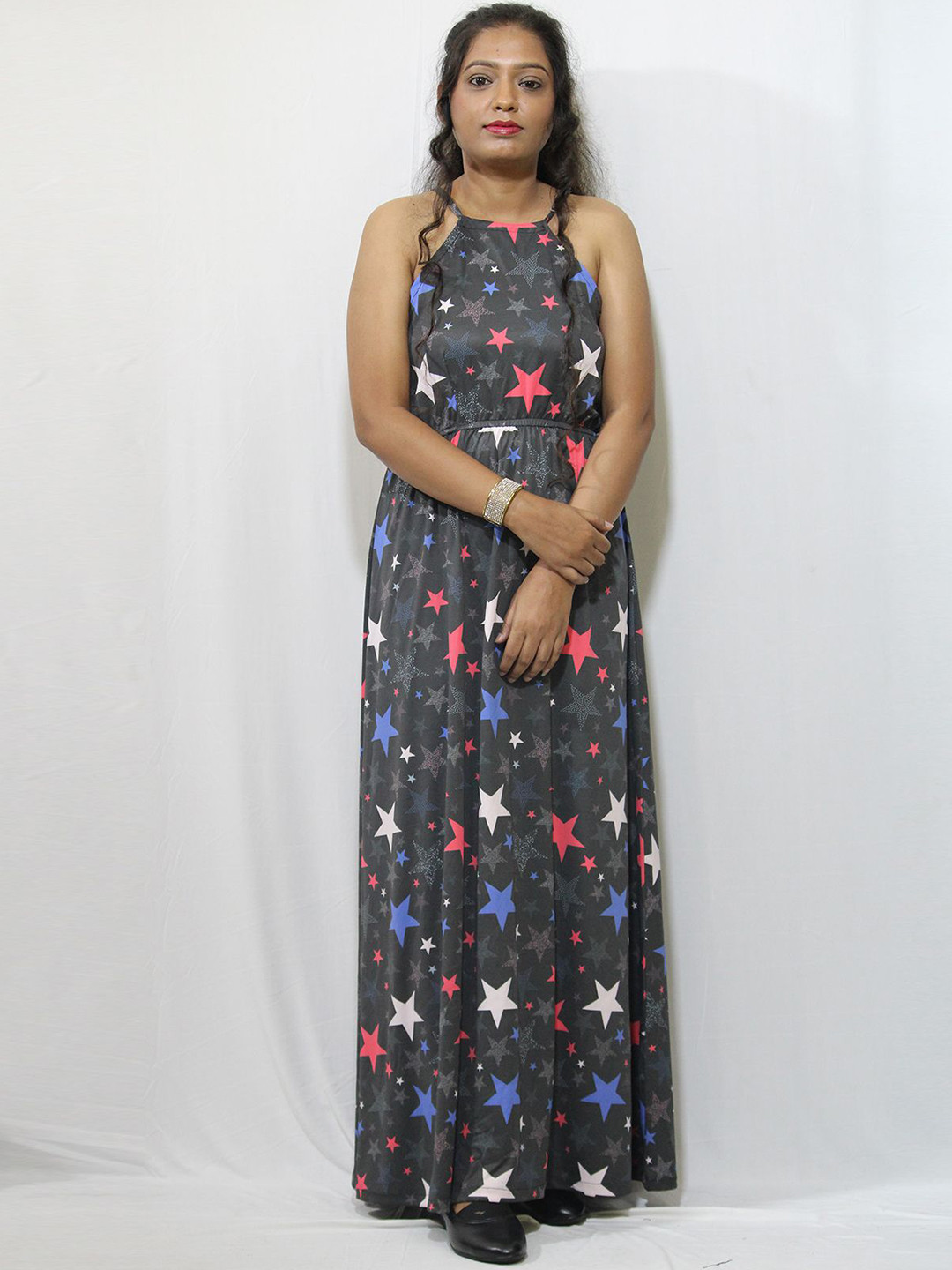 Lola Dola Star Print Halter Neck Maxi Dress