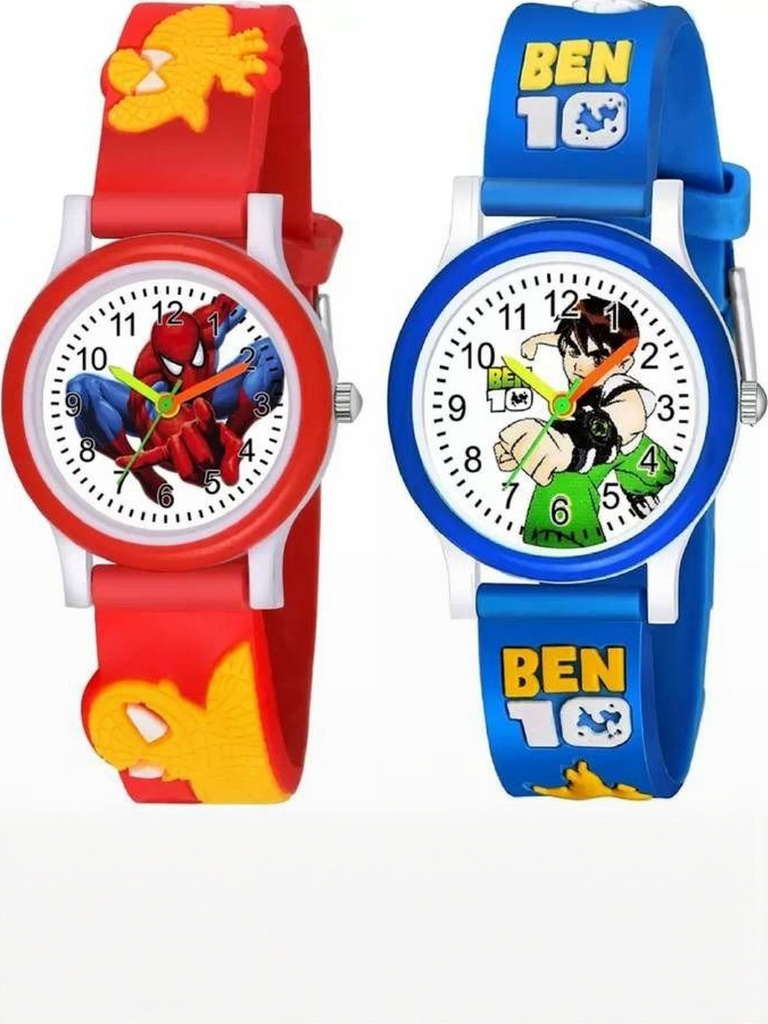 SELLORIA Unisex Kids Pack Of 2 Printed Dial & Straps Analogue Watch RdSpdrBluBntn
