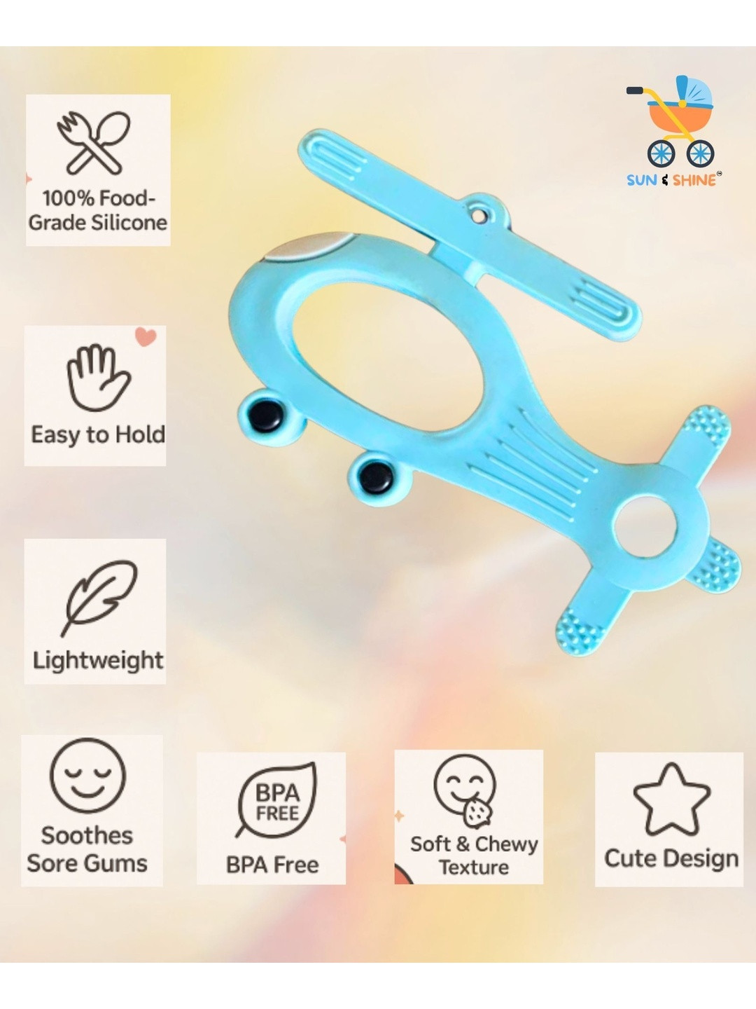 Sun & Shine Kids Blue BabyCopter Teether