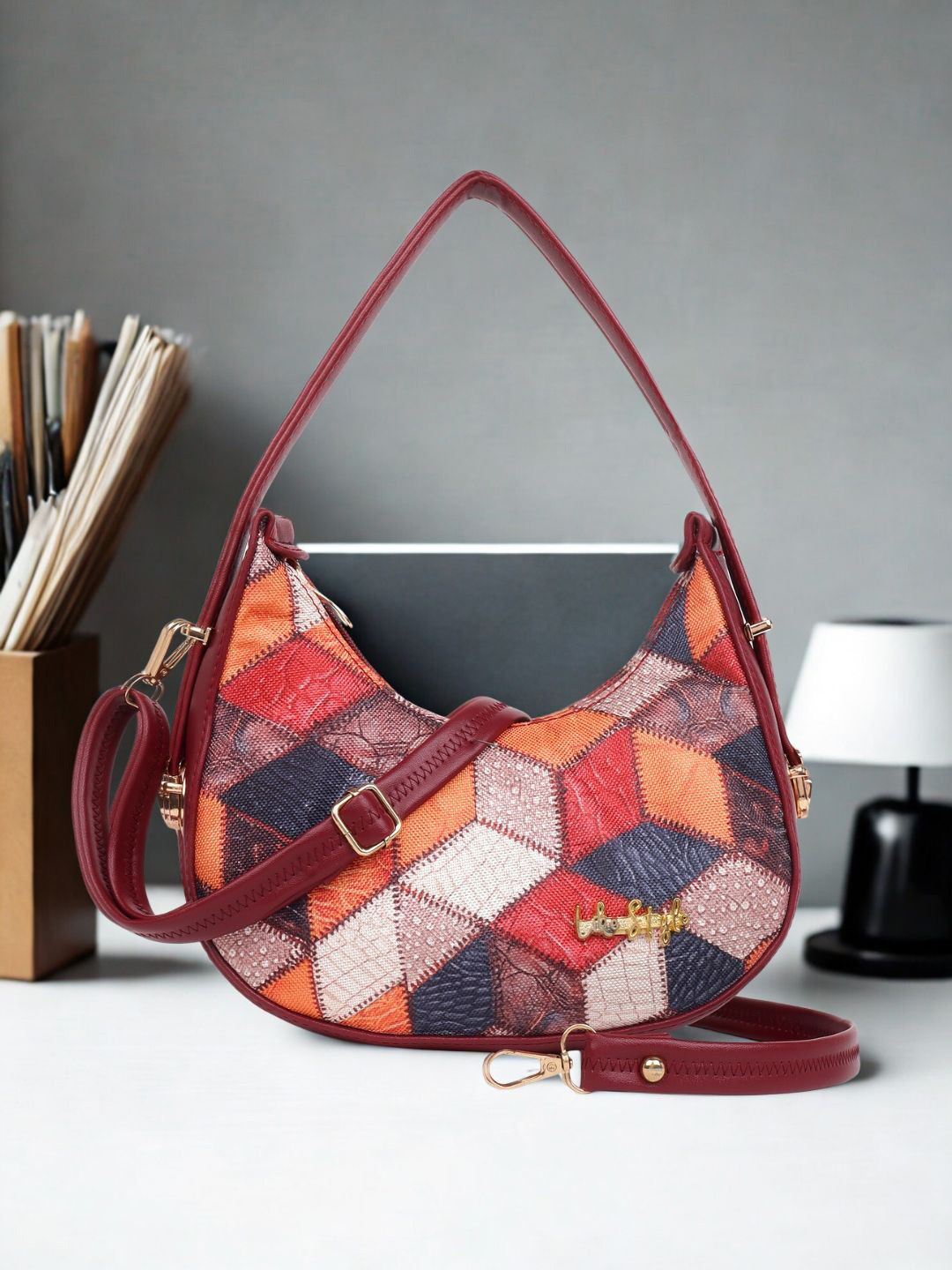 LIKE STYLE Colourblocked Printed Crossbody Sling Bag With Detachable Sling Strap