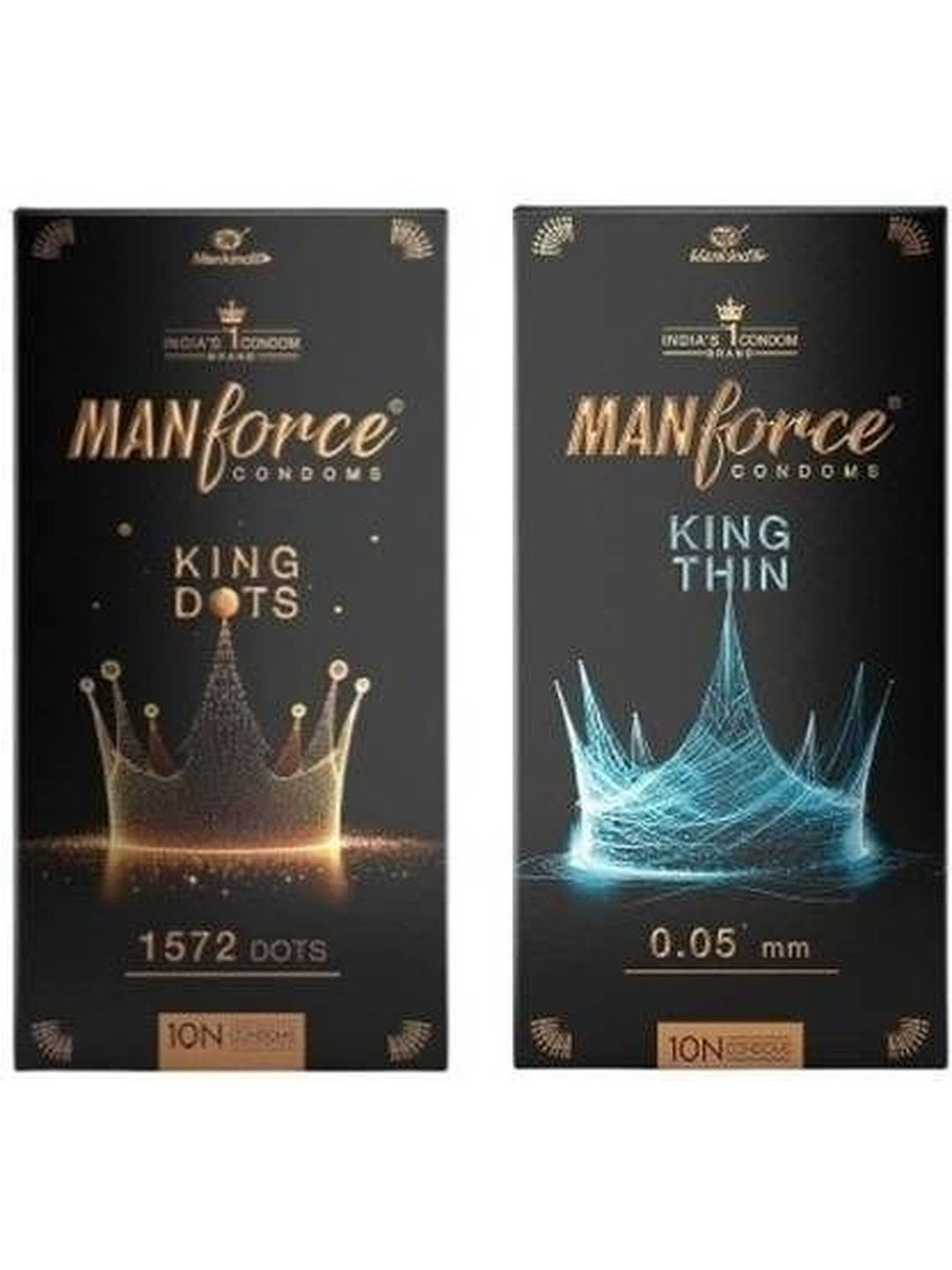 Manforce Set Of 2 King Dots Extra Dotted & Thin Ultra Thin Condoms - 10 Pcs Each