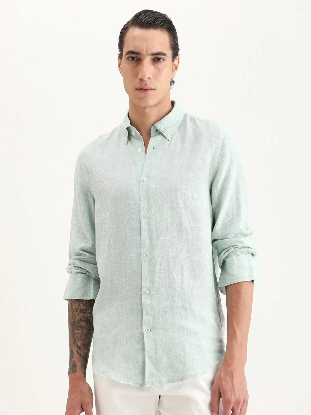 RARE RABBIT Lucist Button-Down Collar Regular Fit Linen Casual Shirt