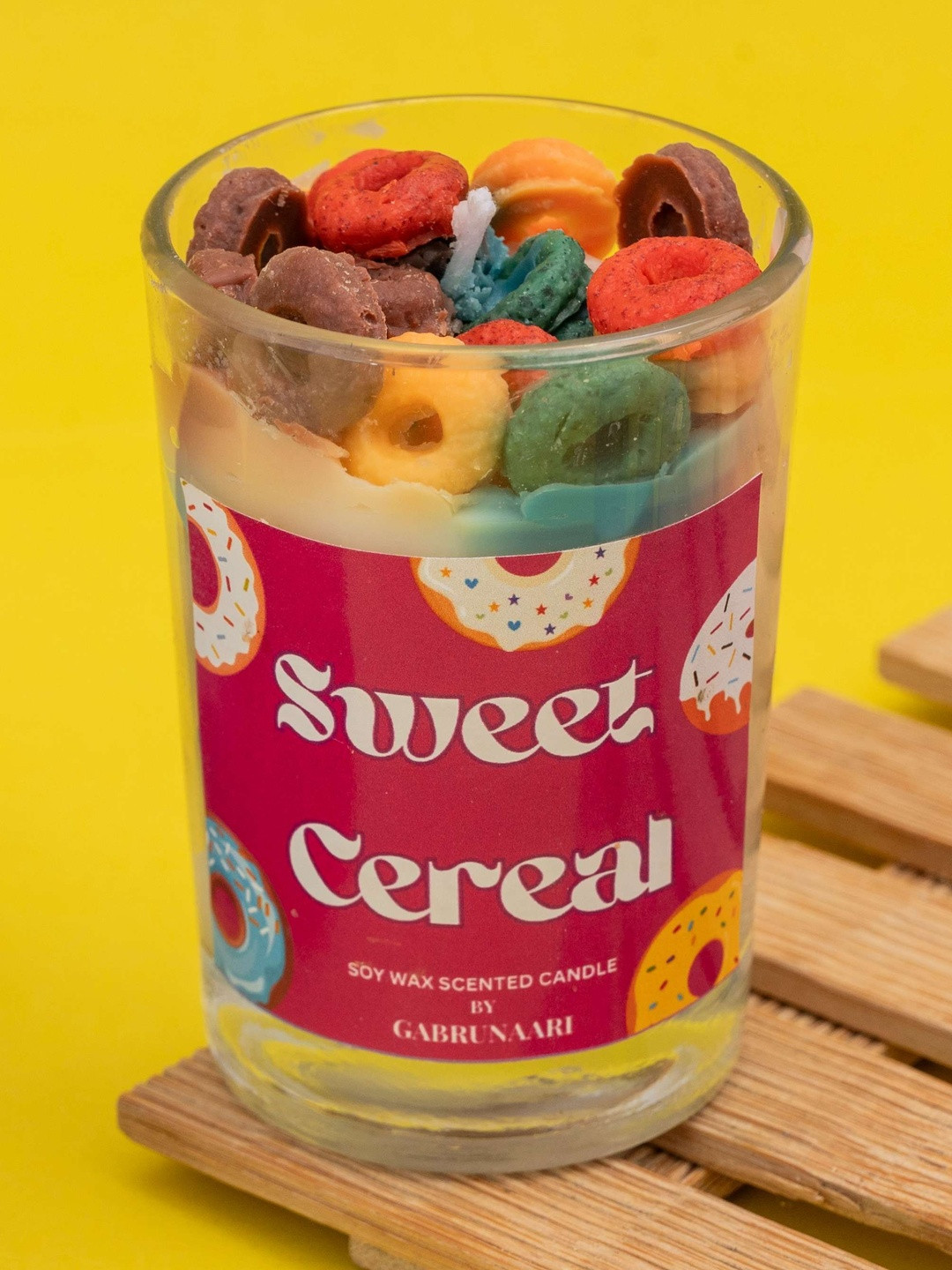 gabrunaari White & Green Crunchy Cereal Jar Candle