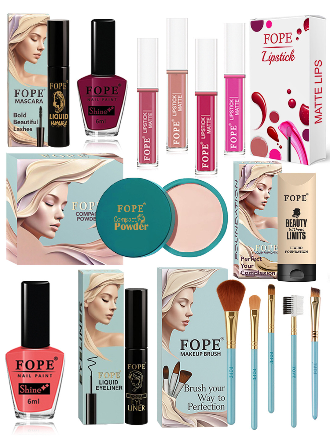 FOPE Set Of 15 Long Lasting Bridal Glam Makeup Combo