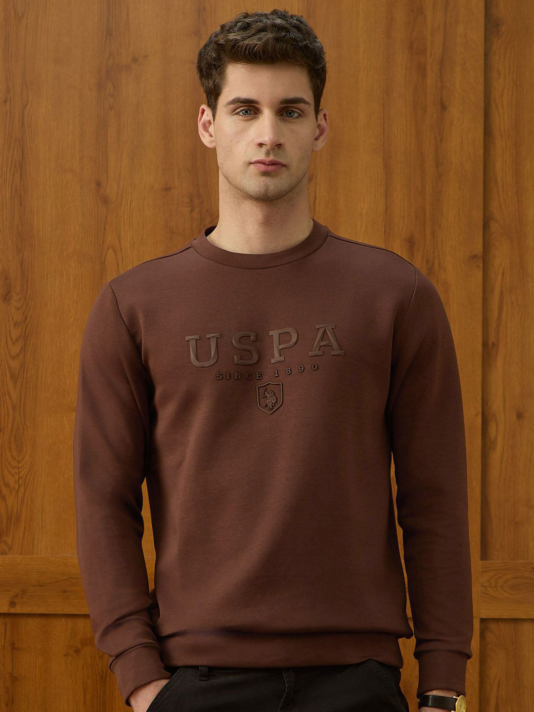 U.S. Polo Assn. Varsity Theatre Men Brand Logo Printed Round Neck Sweatshirt