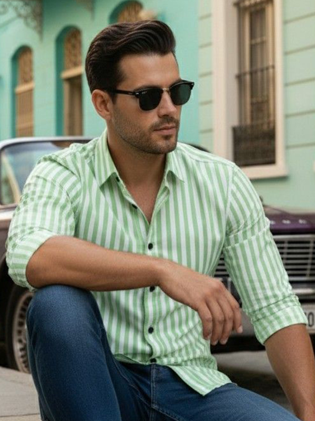 BADLAND Men Premium Striped Casual Shirt