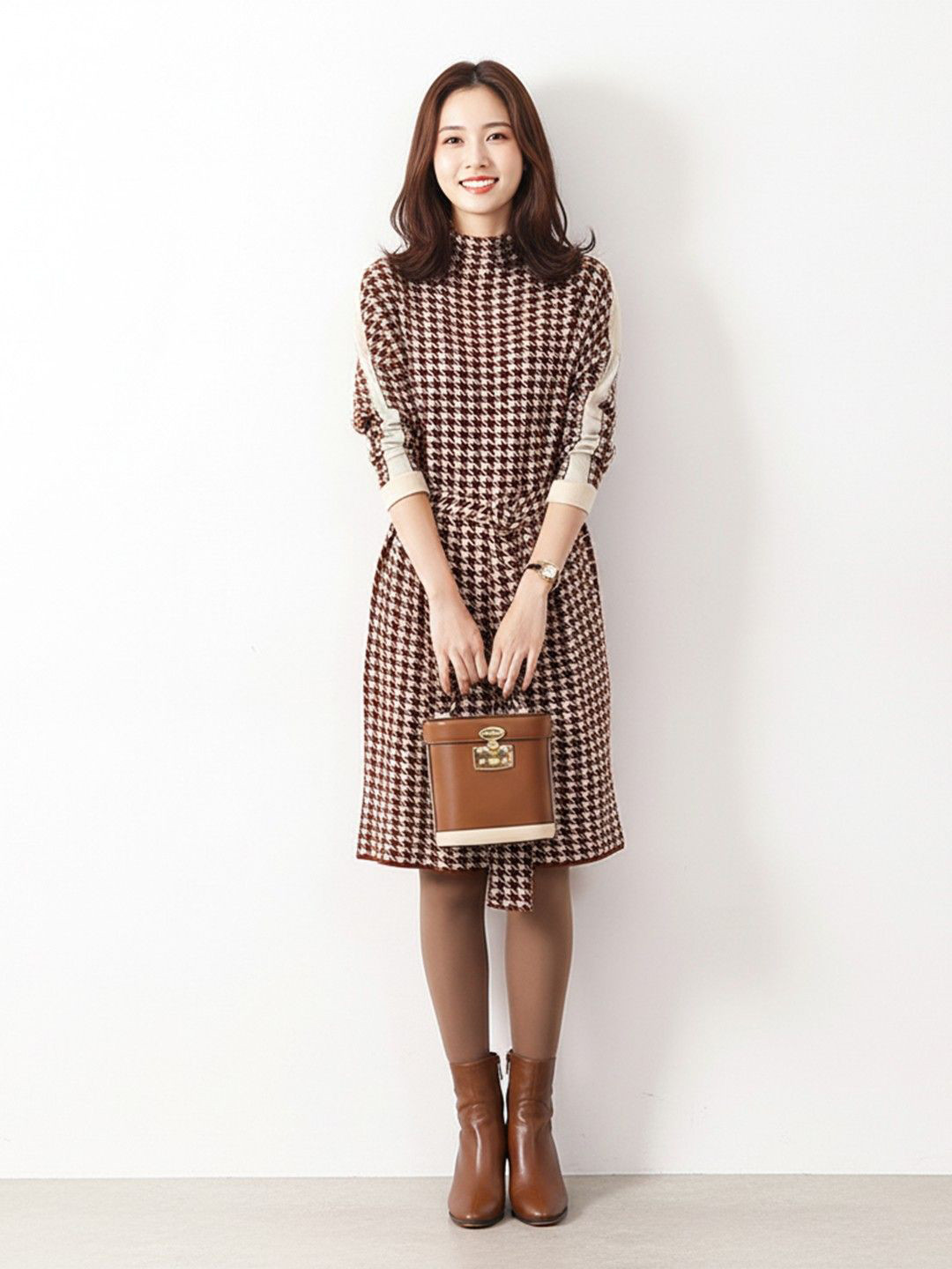 Mast & Harbour Women High Neck Lace-Up A-Line Dress