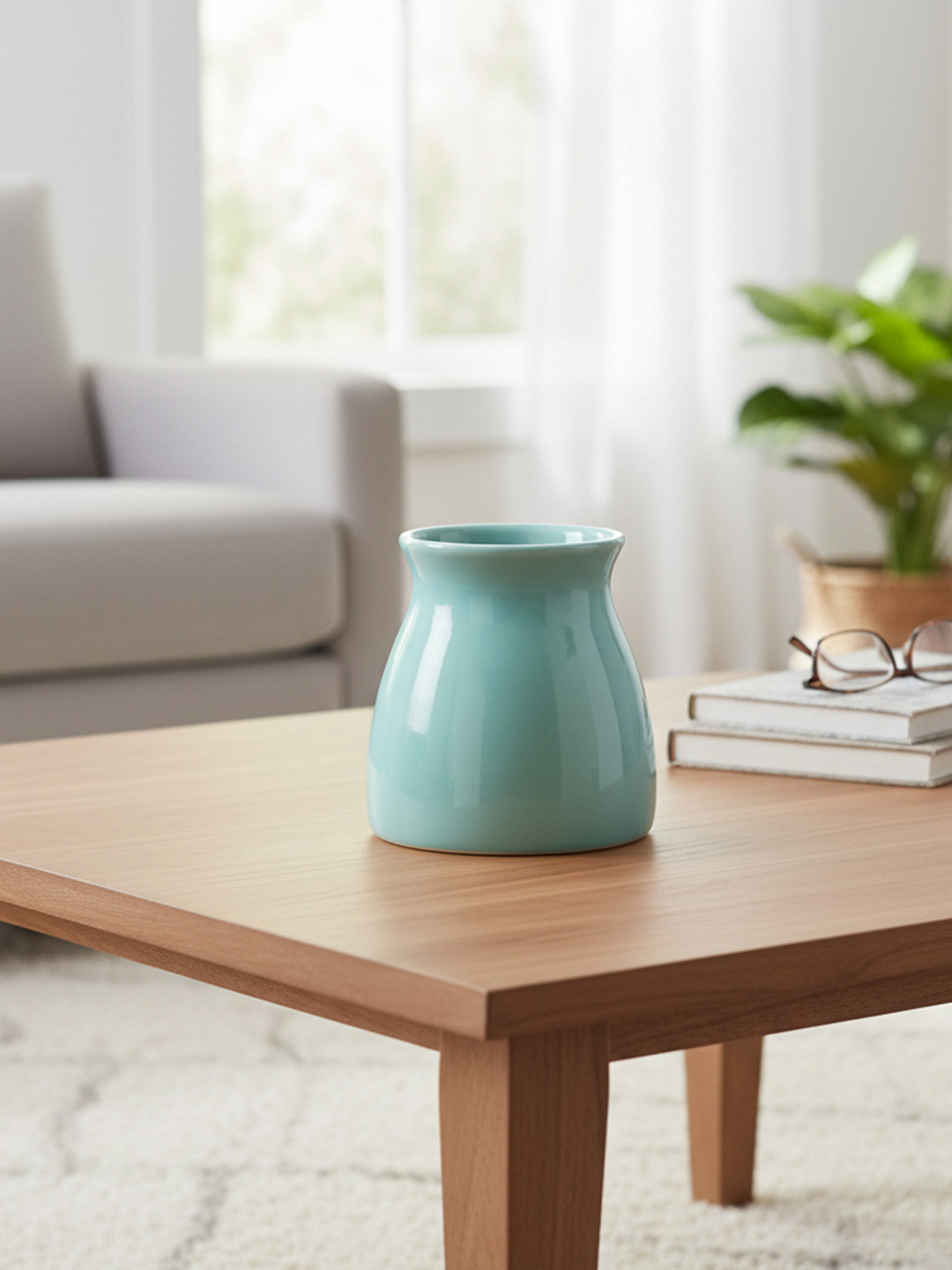 The Decor Lane Blue Ceramic Flower Vase