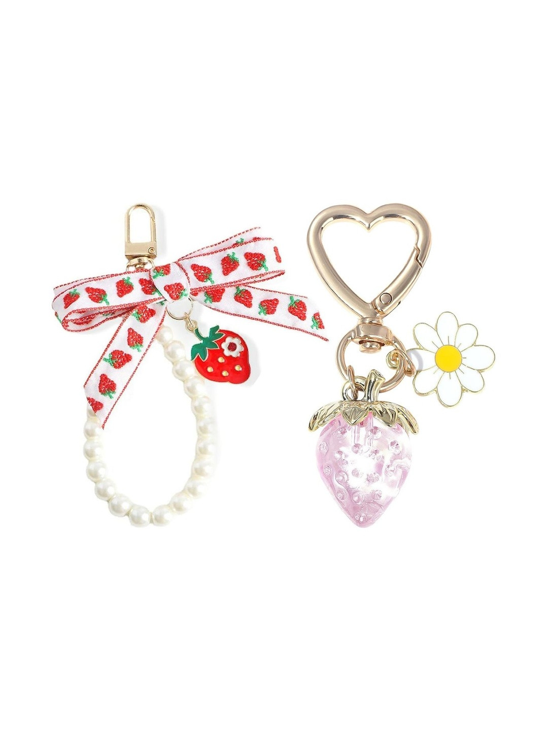 SERPLEX Strawberry & Pearls Bag Charm Key Chain
