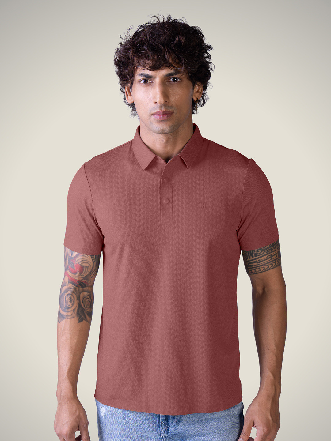Hektor Snap Button Jacquard Wrinkle Resistant & Moisture Wicking Polo Tshirt
