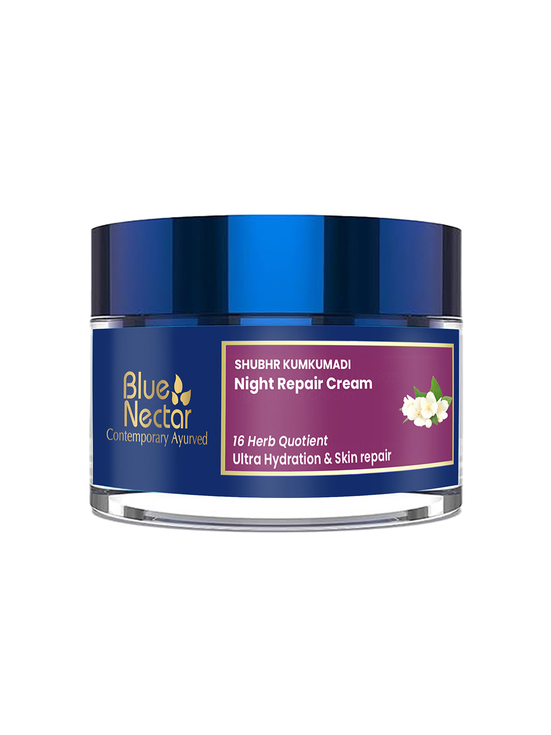 Blue Nectar Kumkumadi Brightening Night Repair Cream For Ultra Hydration & Skin Repair 50g