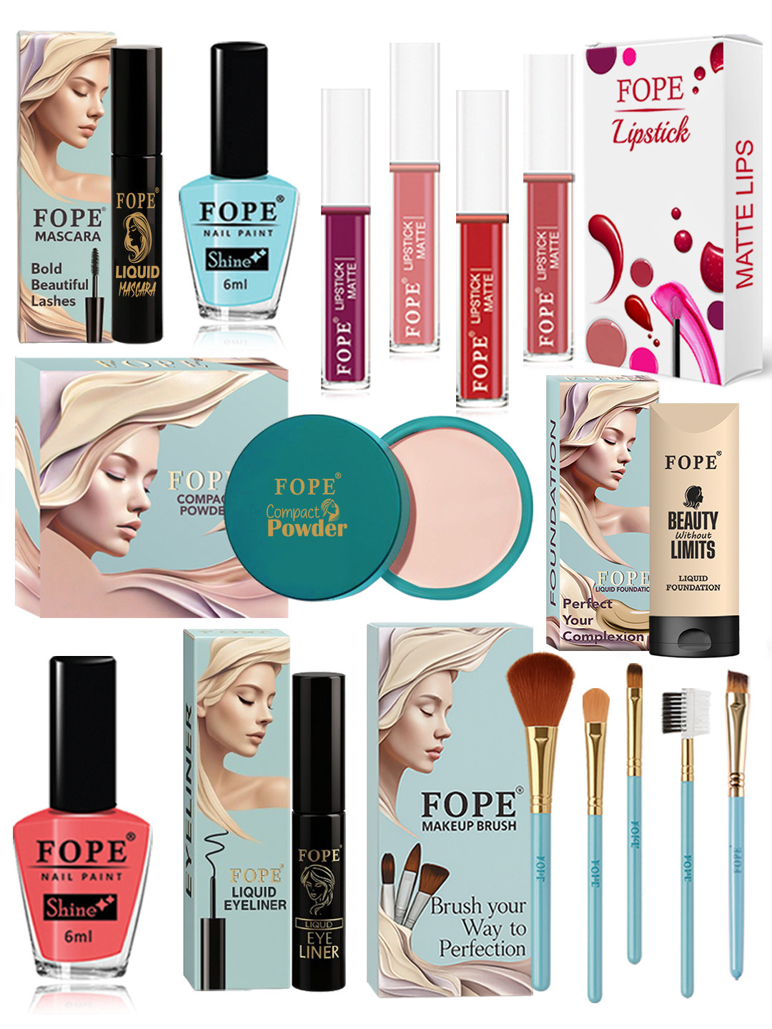 FOPE Set Of 15 All In One Long Lasting Soft Touch Makeup Combo