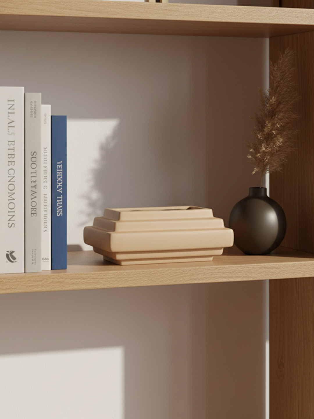 The Decor Lane Brown Rectangular Stepped Ceramic Vase