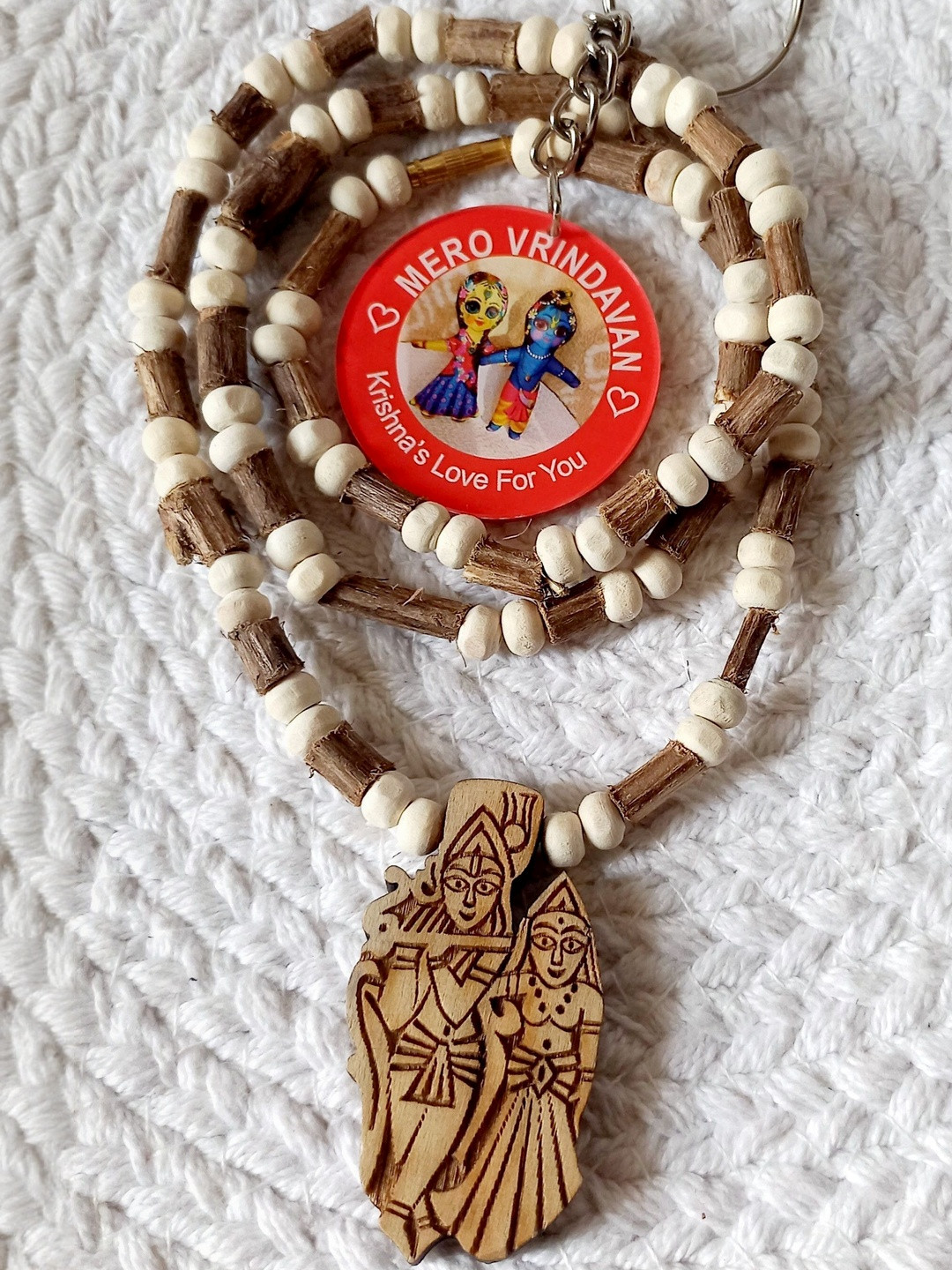 Malas Collection Unisex Artificial Beaded Statement Necklace With Key Chain