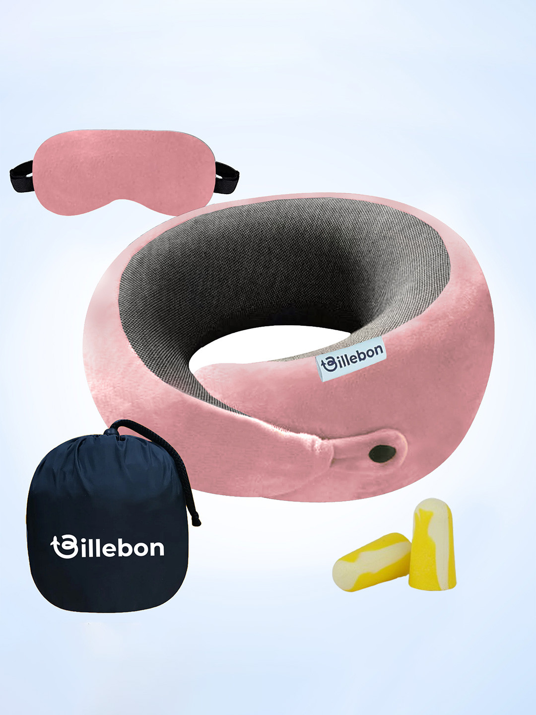 BILLEBON Pink Extra Soft Memory Foam Travel Pillow 5 inches  x 4 inches