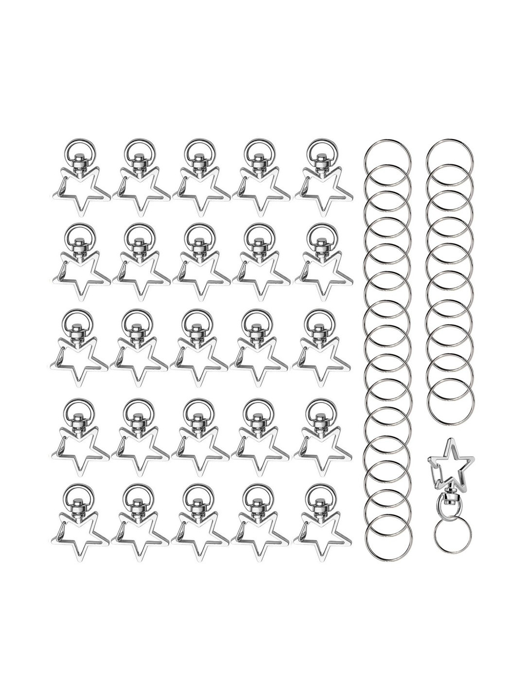 SERPLEX Stainless Steel 25 Pieces Easy to use Star Key Rings Set