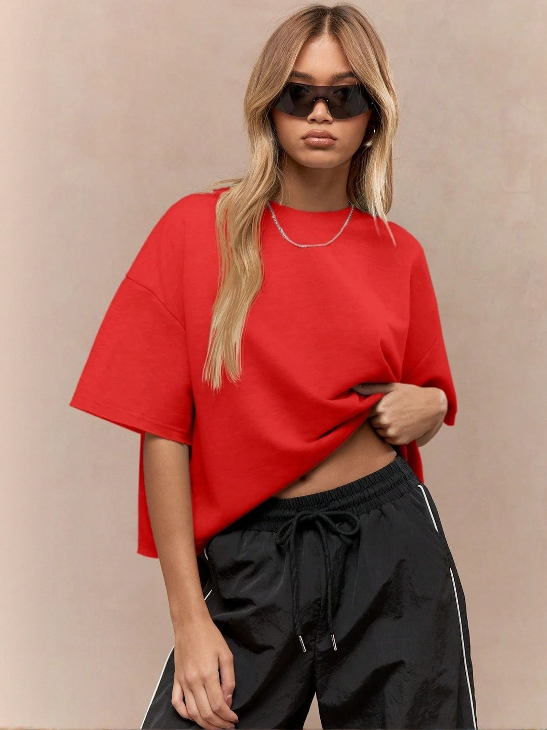 SMAN Women Drop-Shoulder Sleeves T-shirt