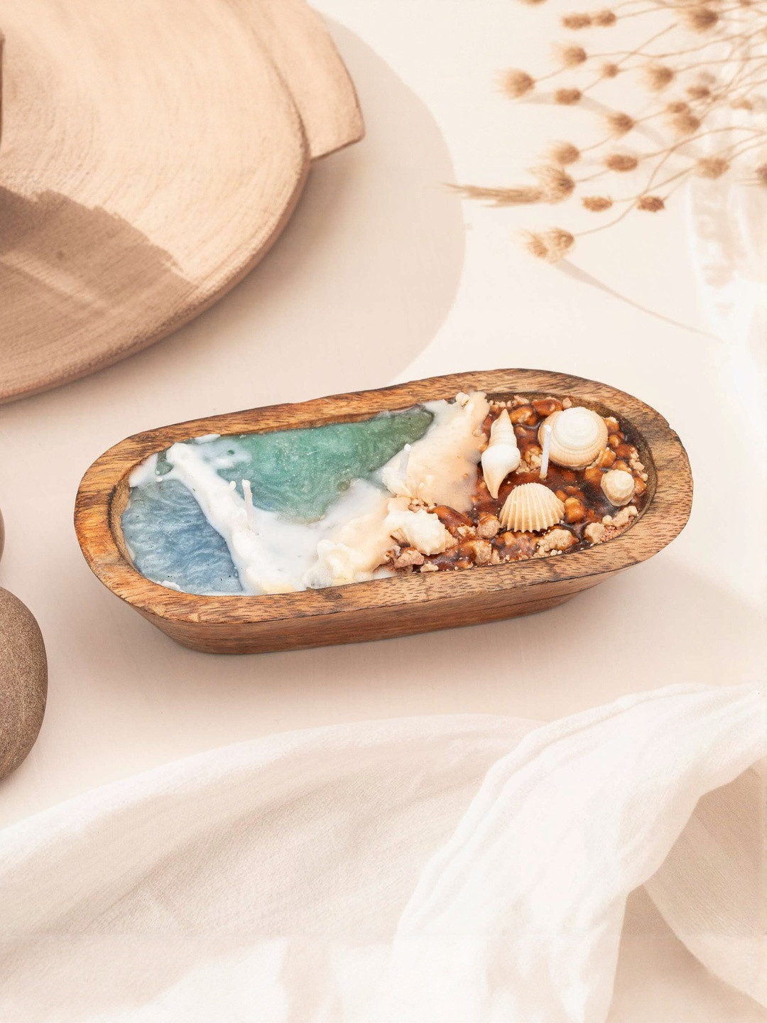 gabrunaari Blue Wooden Ocean Candle